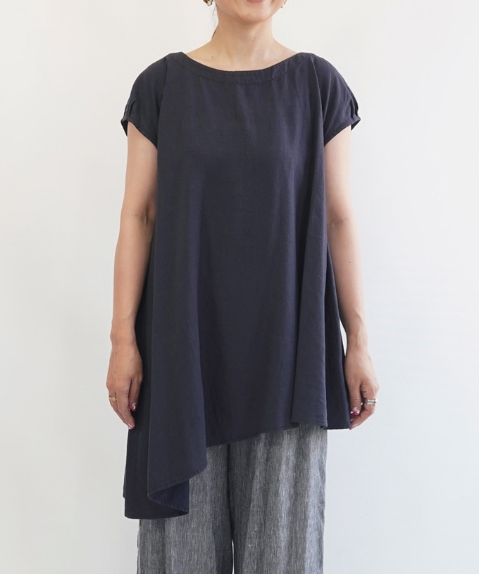 SALE】エディトップ?B アシンメトリーフレンチスリーブトップ